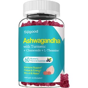 2 Pack Ashwagandha Gummies with L-theanine, Ashwa Root Supplement Gummy for Women Men, 120 Mixed Berry Flavored Gummies
