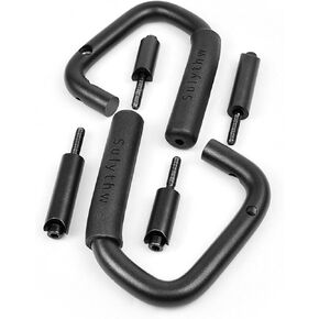 No Block Sunvisor Front Jeep Grab Handles Black Aluminium Roll Bar مقابض لعام 2007-2018 Jeep Wrangler JK JKU Sports Freedom Rubicon X (2 Pack)
