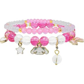CJIAYUJEW Cute Bracelet Crystal Pearl Bracelets, Anime Elastic Stretch Crystal Bead Bracelet Lovely Cartoon Elastic Beaded Bracelets for Women