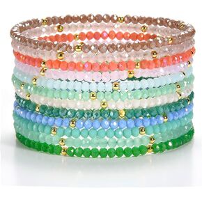 Cherry Tree Collection - Crystal Bracelet Set of 12 - For Women and Teens - 6.75-7" To Fit Most Wrists - 2x3mm Rondelle Beads