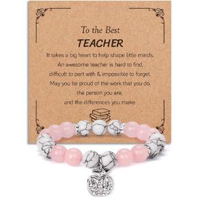 Teacher Appreciation Gifts for Women, End of Year Teacher Gifts for Women from Student, Natural Stone Teachers Bracelet Thank You Teachers Gift for Christmas Birthday