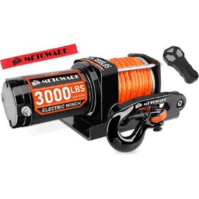 METOWARE 12V 3000LBS ATV/UTV Electric Winch with 1/5" X 40 ft Synthetic Winch Rope, Wireless Remote and Wired Switch for Towing Off-Road SUV Trailer Boat