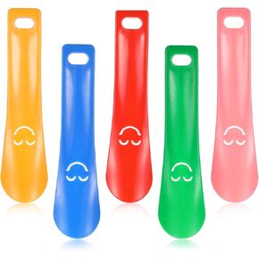 cobee 5 Pcs Plastic Shoe Horns, Travel Shoe Horn Long Handle Shoe Spoon, Portable Boot Shoe Helper for Boot Shoe Horn Men Boot Tool Pregnant Woman Short Handle