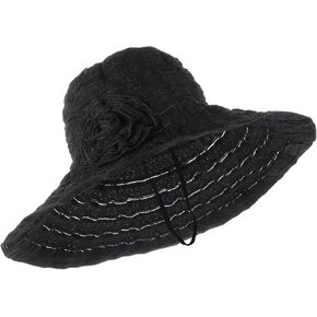 Women Ruffled Sun Hat Foldable Beach Hat Floppy Lace Wide Brim Cap Summer UV Protection Travel Garden Outdoor