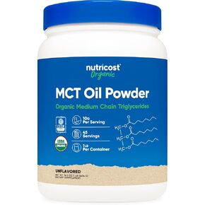 Nutricost Organic MCT Oil Powder 1 LB - Certified USDA Organic, Great for Keto, Ketosis and Ketogenic Diets - Zero Net Carbs (Medium Chain Triglyceride)