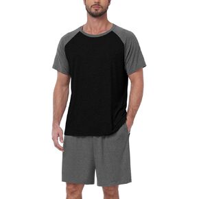Mens Pajama Set Summer PJS Sleepwear Lightweight Short Sleeve PJS Soft Comfy Sleep مع جيب in Kuwait