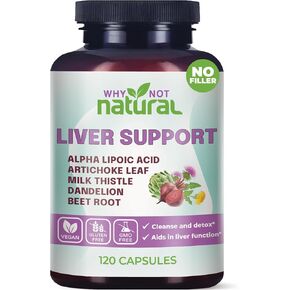 Why Not Natural 5-in-1 Liver Health Formula Supplement for Detox and Cleanse with Milk Thistle Support - 120 Capsules