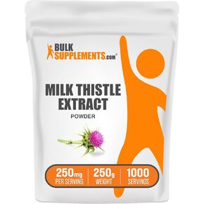 BulkSupplements.com Milk Thistle Extract Powder - Herbal Extract for Liver Health, Milk Thistle Supplement - Gluten Free, 250mg per Serving, 250g (8.8 oz) (Pack of 1)
