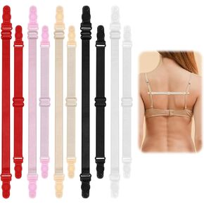 10pcs Bra Strap Holders, Elastic Adjustable Bra Strap Holders for Slipping,Bra Strap Clips for Racer Back Conceal Bra Straps,5 Colors