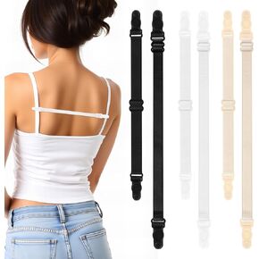12 Pcs Bra Strap Clips Bra Strap Holders for Slipping Elastic Non-Slip Straps Holder Elastic Straps Adjustable Black White Beige