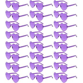 Morcheiong 24 Pack Heart Shaped Sunglasses Frameless Glasses Women Bachelorette Girl Birthday Party Favor Transparent Eyewear
