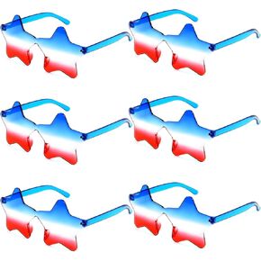 JUSTOTRY 6 Pcs 4th of July Accessories Patriotic Glasses Red White and Blue American Flag Sunglasses USA Decorations