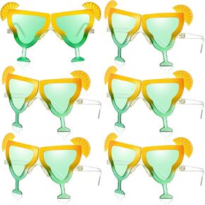 6 Pcs Margarita Funny Sunglasses Party Decoration Eyeglasses Hawaiian Sunglasses for Summer Beach Luau Tropical Party(Yellow-green)