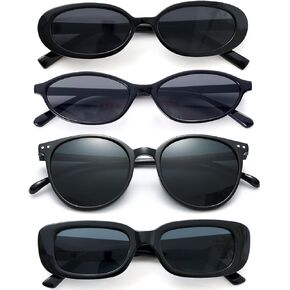 4Pack Colorful Party Sunglasses Bulk Retro Small Rectangle Shades Set Women Vintage Square Sun Glasses