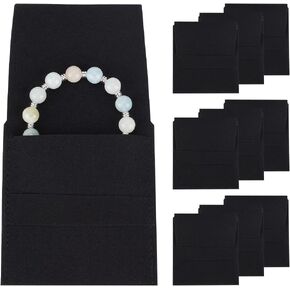 10Pcs Microfiber Jewelry Pouch Black Jewelry Storage Bags Necklace Jewelry Gift Bag Envelope Style Jewelry Bags for Watch Bracelet Earring Storage