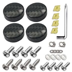 Aootf License Plate Fasteners Screws Caps- Black Carbon Fiber Pattern ABS Plastic Screw Cover for Moutning Carbon Fiber Car Tag Frame and Stainless Steel License Plate Screws Bolts