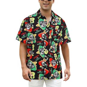 Mexican Shirts for Mens Short Sleeve Button Down Shirts Funny Casual Fiesta Outfit Party Clothes Tropical Beach