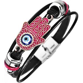 Retro Guitar Leather Bracelet for Man Women Unique Bead Braided Handmade Ethnic Tribal Cuff Multi-Layer Cords Wrap Music Shape Punk Rock Jewelry Gifts Wristband