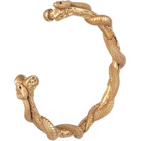 COPPERTIST.WU Cuff Bracelets for Men Women | Double Snake Twisted Brass Open Bangle Jewelry Gifts (S)