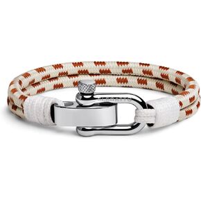 Elegatto Duetto Platinum Rope Bracelet للرجال | حبل نايلون مزدوج بحري مع فضة مصقولة من الفولاذ المقاوم للصدأ مقفل | مقاوم للماء وتبديد