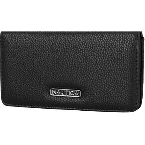 Nautica Seaside Slim Womens Wallet Rfid حظر حامل بطاقة الائتمان ، محفظة عملة ، قابض منظم دفاتر الشيكات ، محفظة جلدية نباتية صغيرة للسفر ، شريط متعدد الشريط