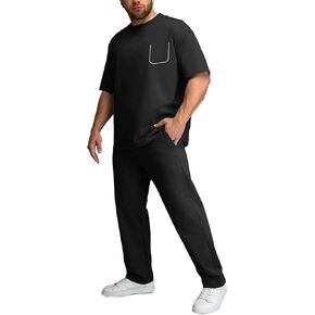 anoTwener Men's Tracksuit 2 قطعة مجموعات الصيف للرجال قميص وقميص قصير الأكمام القصير