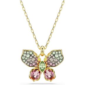 Swarovski Idyllia Pendant, Mixed cuts, Pavé, Butterfly, Multicolored, Mixed Metal Finish