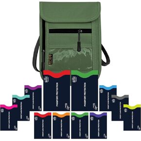 RFID حظر حقيبة محفظة عنق رفيد مع أحواض حظر RFID ، حامل جواز سفر عنق الرصيف.