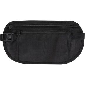 Bewudy Secure Travel Money Belt, Anti Theft Travel Bag, Travel Money Belt Under Clothes, Hidden Travel Pouch Protect Your Credit and Money With Blocking Passport Holder Waist Wallet (Black)