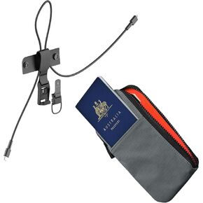 Zip Travel Wallet and HUB USB Lanyard - RFID Passport Holder - Self Locking Zipper - Tear Resistant Material, Type-C to USB-C Connector Cable, 60W USB C Charger Cable with Magnetic Clip 3 - ft