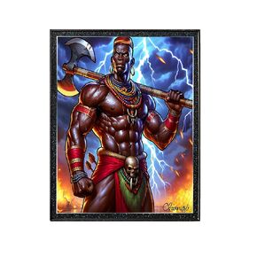 Chango Santeria Orisha.Cuadro con Marco de Chango.Framed 5x7 Artwork ready to decor. Shango o Xango, is a Yoruba Orisha who is associated with thunder, lightning,fire, dance, and virility.