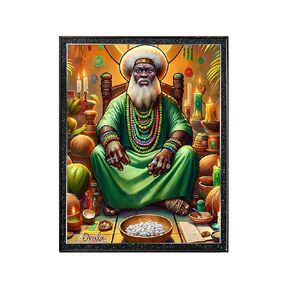 Orula Santeria Orisha.Cuadro con Marco de Orula.Framed 5x7 Artwork ready to decor.Orula (Orúnmila), The Master Diviner .He is the supreme oracle and master spiritualist who sees all and knows all.