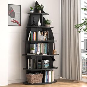 72-inch Corner Shelf, 6-Tier Wooden Bookshelf, Floor-Standing Standing Bookcase Storage Rack, Toy Organizer Cabinet Chest, Book Display Shelf, White