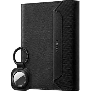 VULKIT Passport Wallet with Detachable AirTag Holder, Vegan Leather Passport Holder, RFID Blocking, Travel Essential, Magnetic Closure, Blue