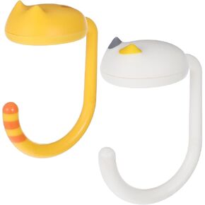 2 PCS Purse Hook for Table, Cute Cat Bag Hooks Multifunctional Cartoon Kitten Purse Hangers Portable Removable Table Handbag Holders for Saving Desktop Space Hook(Yellow White)