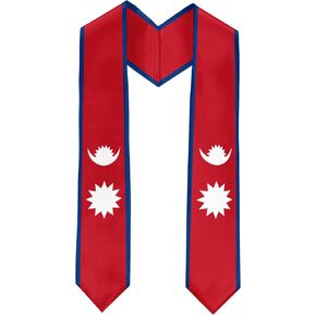 Nepal Flag International Graduate Satin Stole Scarf with National Flag Design 72" Graduation Sash