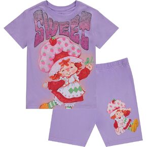 Strawberry Shortcake Girls Biker Shorts and T-Shirt Clothing Set- Little and Big Girls Sizes 4-16