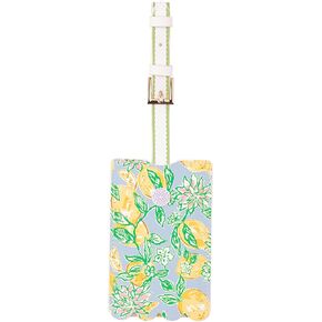 Lilly Pulitzer Leatherette Luggage Tag مع حزام آمن ، معرف حقيبة ملون للسفر ، اصنع عصير الليمون