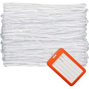 180-Piece Clear Plastic Luggage Tag Loops & Straps - Bulk Durable Cruise & Travel ID Tag Loops for Name Tags, ID Cards & Bag Accessories