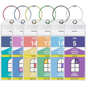 Cruise Luggage Tag Holders for Royal Caribbean and Celebrity Cruise Lines (Set of 6 ea) Waterproof with Zipped Seal and Wire Colored Loops