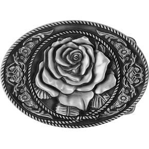 HAQUIL Black Rose Belt Buckle Metal Vintage Rose Decorative Belt Buck Snap Jewelry