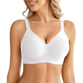 Avidlove Full Coverage Bras for Women Seamless Pushup Wireless T Shirt Bra Comfort Bralette Support Minimizer Bra White