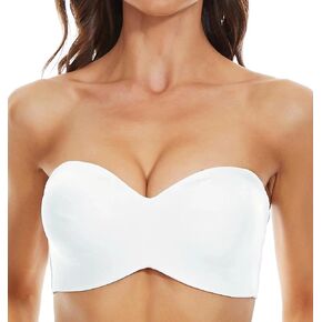 CAHL&FAUO Women Strapless Silicone Bandeau Bra - Soft Underwire Tube Top
