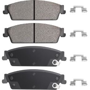 Rear Semi-metallic Disc Brake Pads Set for Chevy Silverado 1500, Suburban 1500 Tahoe Avalanche, for GMC Sierra 1500 Yukon XL 1500, for Cadillac Escalade ESV EXT 2007-2014 4PCS(With Hardware)