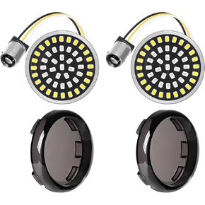 Benlari 1157 LED Front Turn Signal Light 2" Bullet Smoke Lens Cover Kit Compatible with Harley Davidson Dyna Softail Touring Road King Electra Street Glide 1997-2024