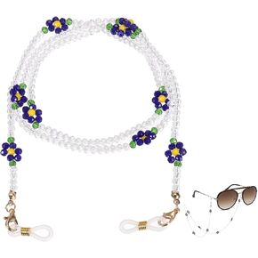uxcell Flower Eyeglass Chains for Women, Crystal Eyeglass Holder Chains Adjustable Sunglasses Lanyards Holder for Glass