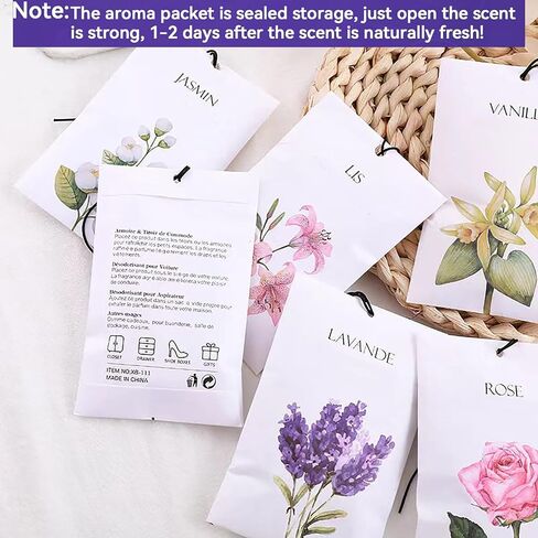 Jasmine Sachets, Fresh Scents Sachet Packets, Hanging Scent, Lavender Bags for Drawers and Closets, Closet Decor, Prayer Closet Essentials, Sachets Bags Drawer Deodorizers Home Fragrance, 6 Packs in Kuwait