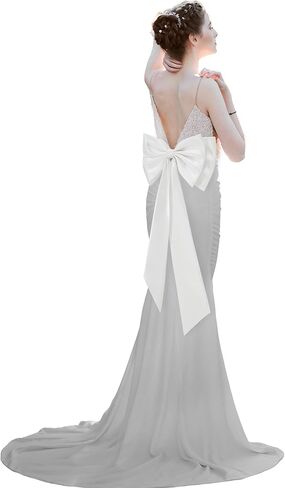 Bencailor Big Satin Bow Large Detachable Bow Train for Dress 17.72" Wide Waist Sash Belt Bride Formal Wedding Dress in Kuwait
