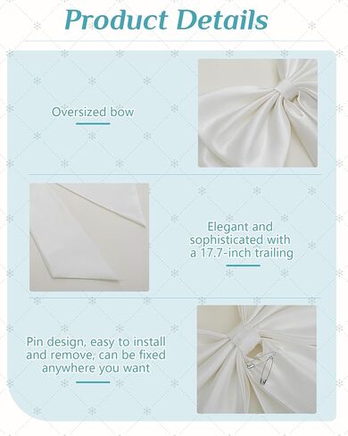 Bencailor Big Satin Bow Large Detachable Bow Train for Dress 17.72" Wide Waist Sash Belt Bride Formal Wedding Dress in Kuwait