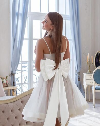 Bencailor Big Satin Bow Large Detachable Bow Train for Dress 17.72" Wide Waist Sash Belt Bride Formal Wedding Dress in Kuwait